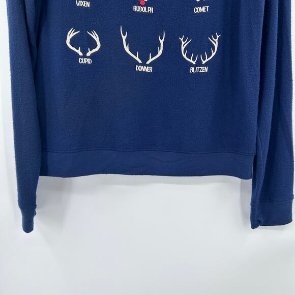 Judith March Navy Reindeer Antler Crewneck Sweatshirt Holiday Women’s Size S - Picture 5 of 11